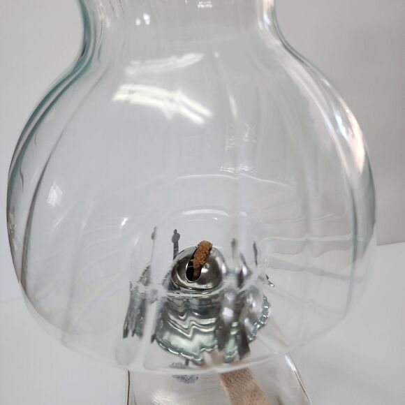 Vintage Lamplight Farms Clear Glass Oil Lamp with Cube Base - Picture 4 of 6